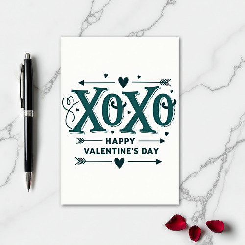 Modern Teal Valentines Card