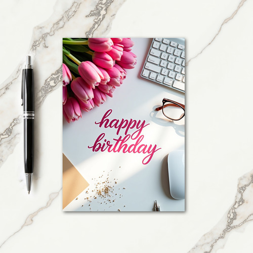 Modern Workspace Birthday Card