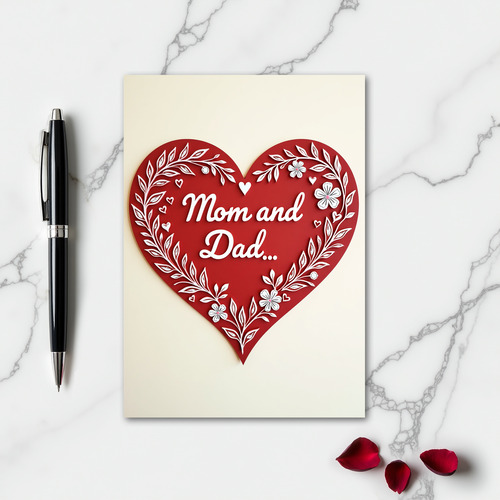 Mom Dad Floral Heart Card