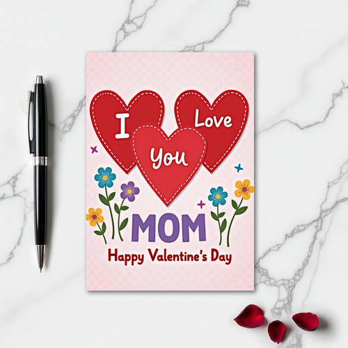 Mom I Love You Valentines Card