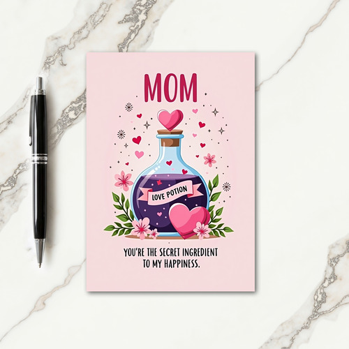Mom Love Potion Heart Pattern Card