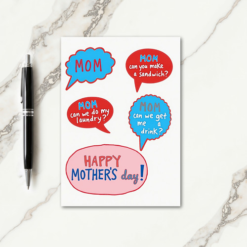 Mom Speech Bubbles Day Card