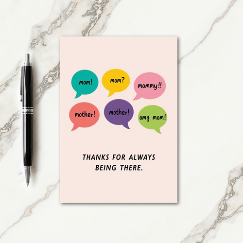 Mom Speech Bubbles Thanks Card
