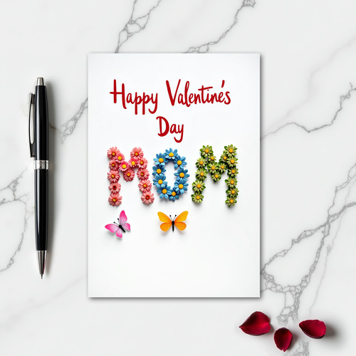 Mom Valentines Floral Papercraft Card