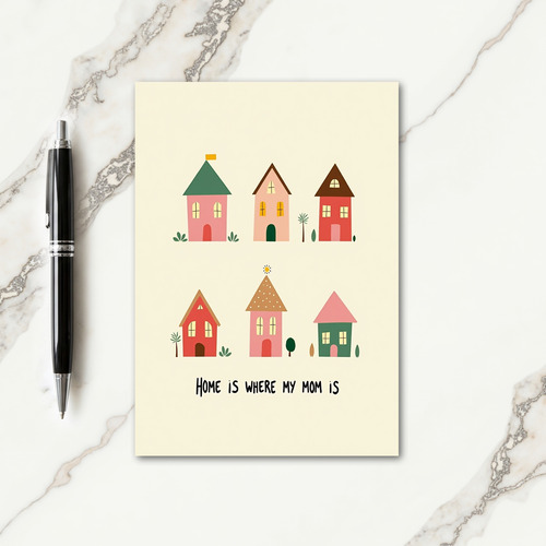 Moms Home Houses Illustration Card