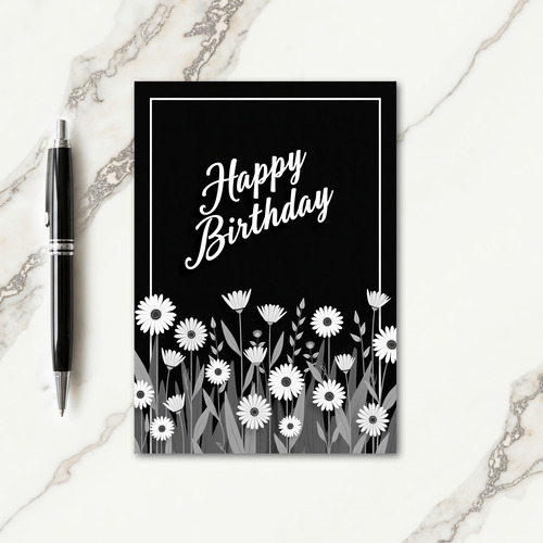 Monochrome Birthday Bloom Card