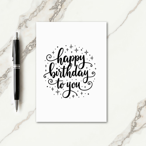 Monochrome Birthday Script Card