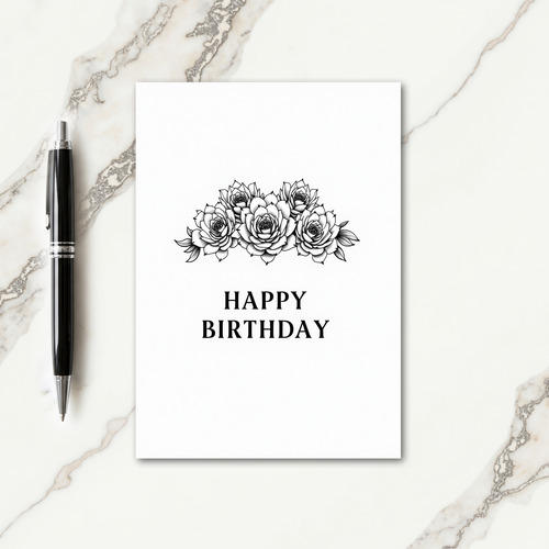 Monochrome Botanical Birthday Card