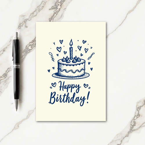 Monochrome Cake Birthday Card
