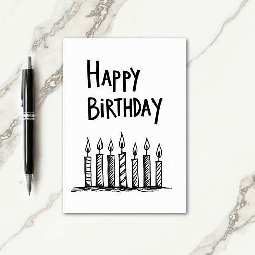 Monochrome Candle Birthday Card
