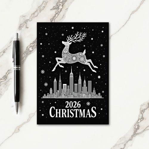 Monochrome Deer Christmas Card