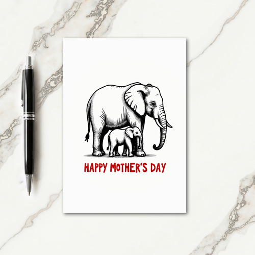 Monochrome Elephant Mothers Day Card