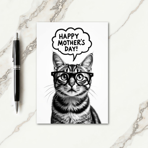 Monochrome Feline Mothers Day Card