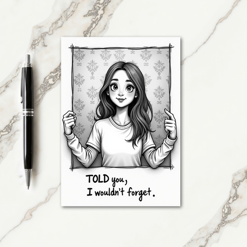 Monochrome Girl Birthday Card
