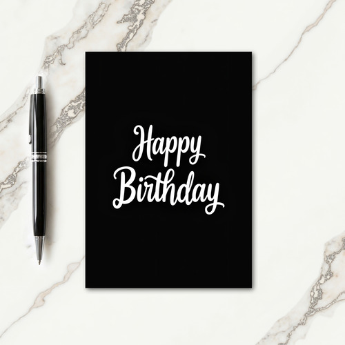Monochrome Script Birthday Card