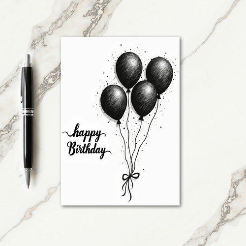 Monochrome Spheres Birthday Card