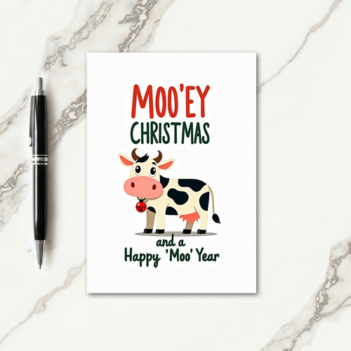 Mooey Christmas Cow Art Card thumbnail