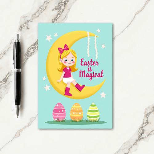 Moon Girl Spring Greeting Card