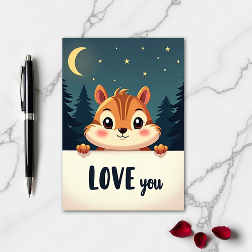 Moonlight Chipmunk Love You Card