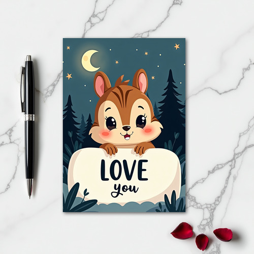 Moonlight Love You Chipmunk Card