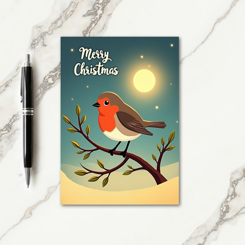 Moonlit Bird Christmas Card