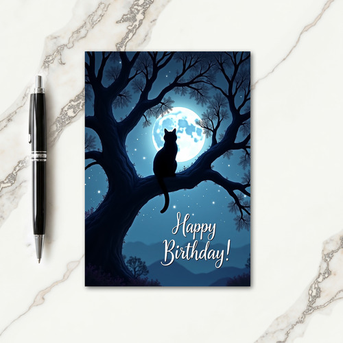 Moonlit Birthday Tree Card