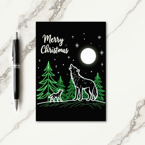 Moonlit Canine Christmas Card