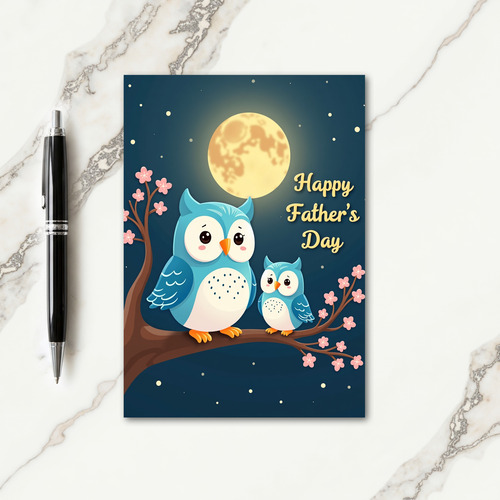 Moonlit Dads Day Avian Card