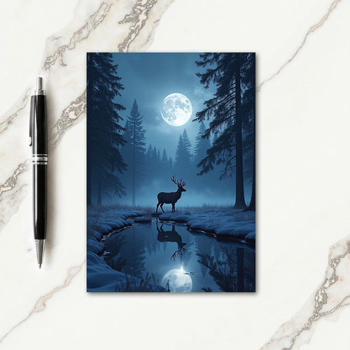 Moonlit Deer Christmas Card thumbnail