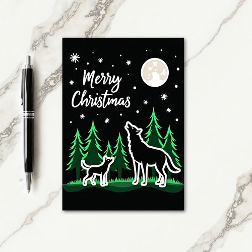 Moonlit Dog Christmas Card