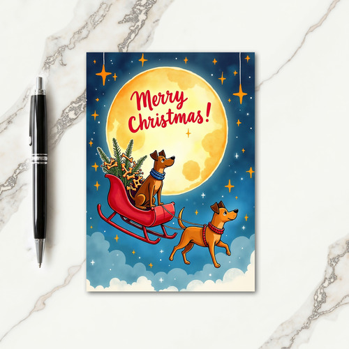 Moonlit Doggy Christmas Card