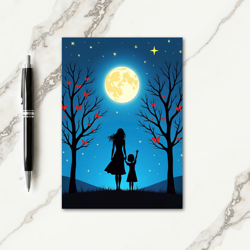 Moonlit Family Scene Greeting Card