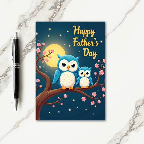 Moonlit Fathers Day Birds Card