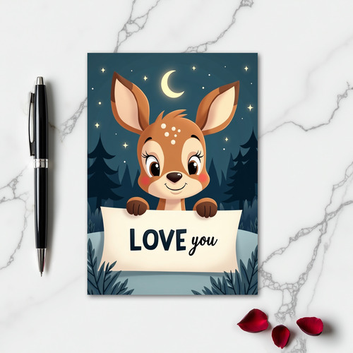 Moonlit Fawn Love You Card