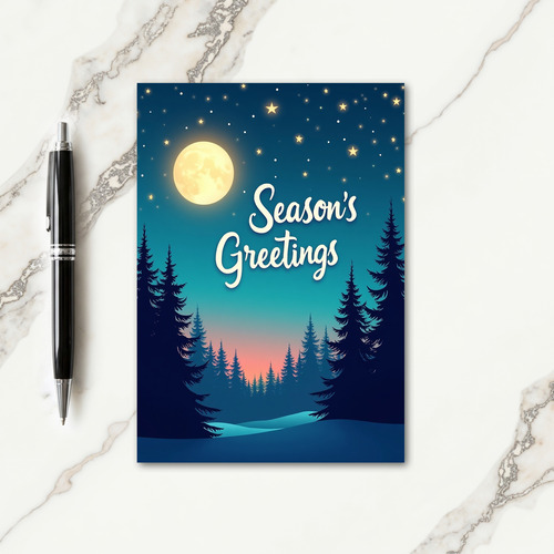 Moonlit Forest Christmas Card