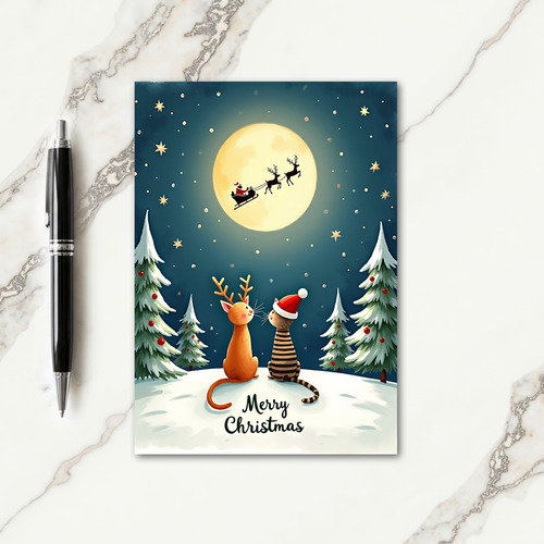 Moonlit Friends Christmas Card
