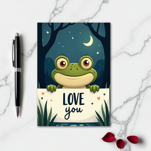Moonlit Frog Love You Card