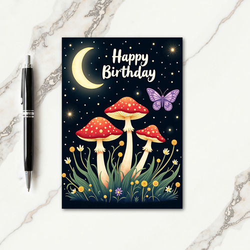 Moonlit Fungi Birthday Card