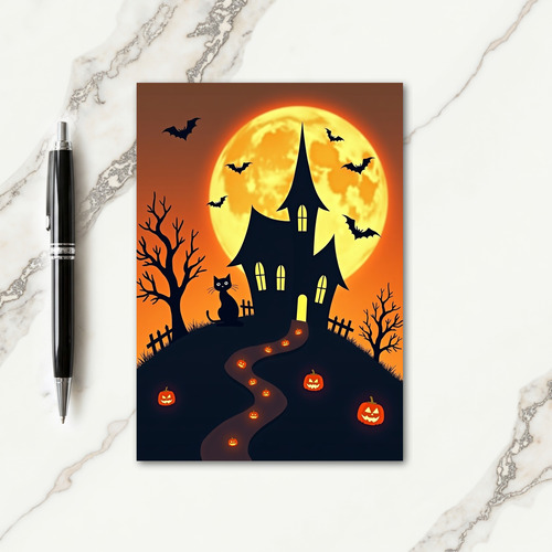 Moonlit Haunted Home Card