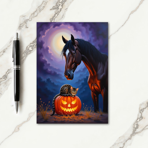 Moonlit Horse And Pumpkin Pal Card