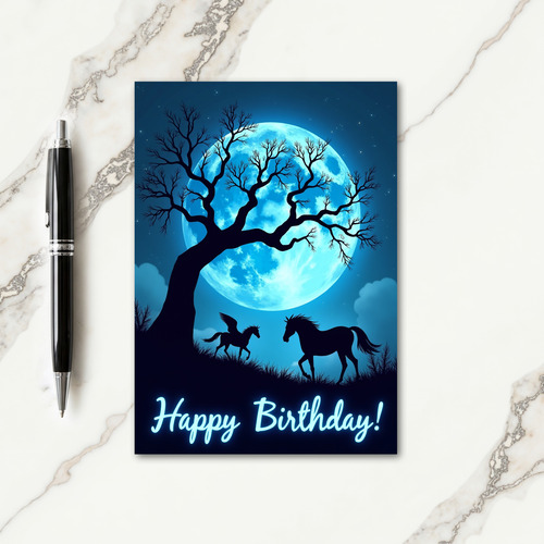 Moonlit Horse Birthday Card