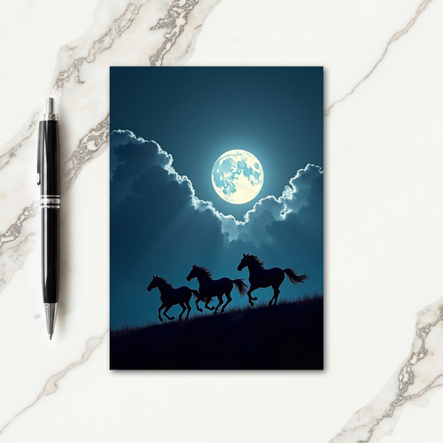 Moonlit Horses Birthday Card