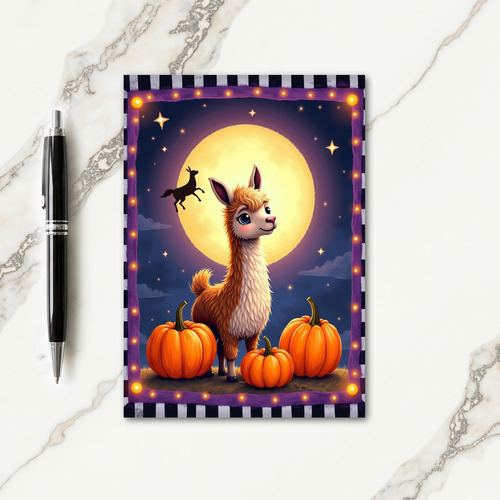 Moonlit Llamas Harvest Card