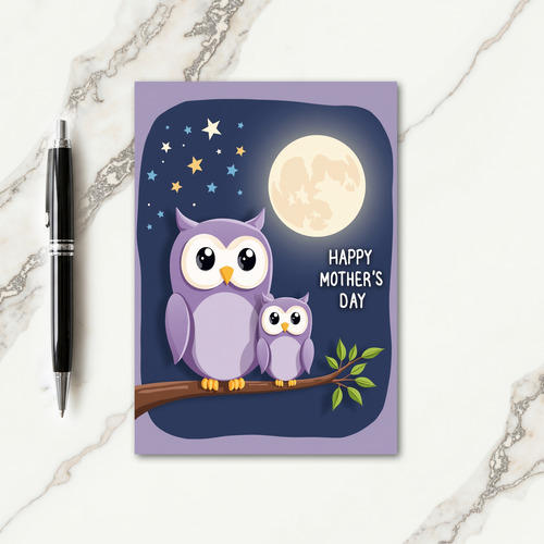 Moonlit Mothers Day Owls Card