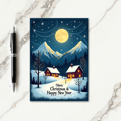 Moonlit Mountain Christmas Card thumbnail