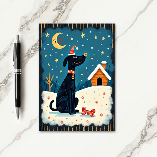 Moonlit Pup Christmas Card