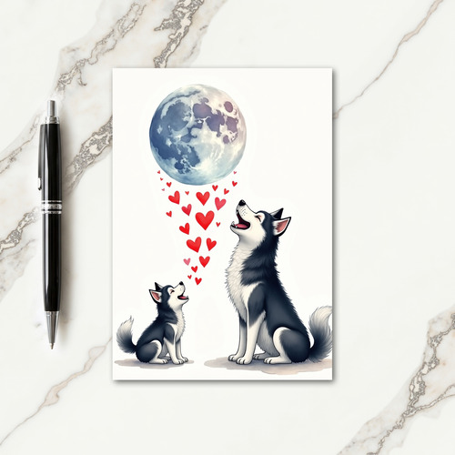 Moonlit Pups Fathers Day Card