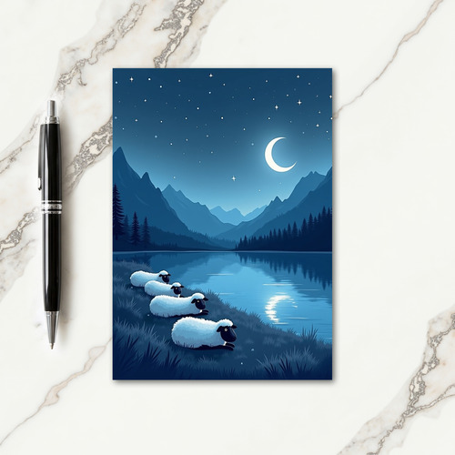 Moonlit Sheep Christmas Card