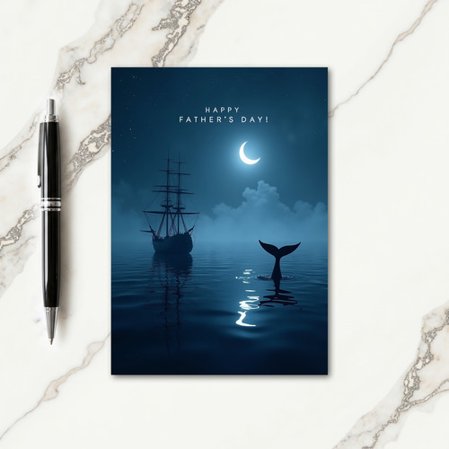 Moonlit Ship Fathers Day Card
