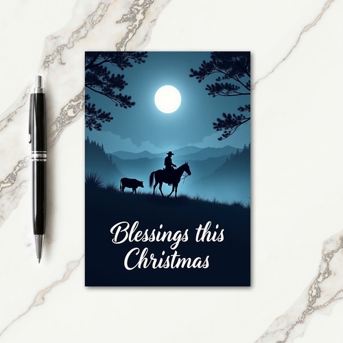 Moonlit Silhouette Christmas Card